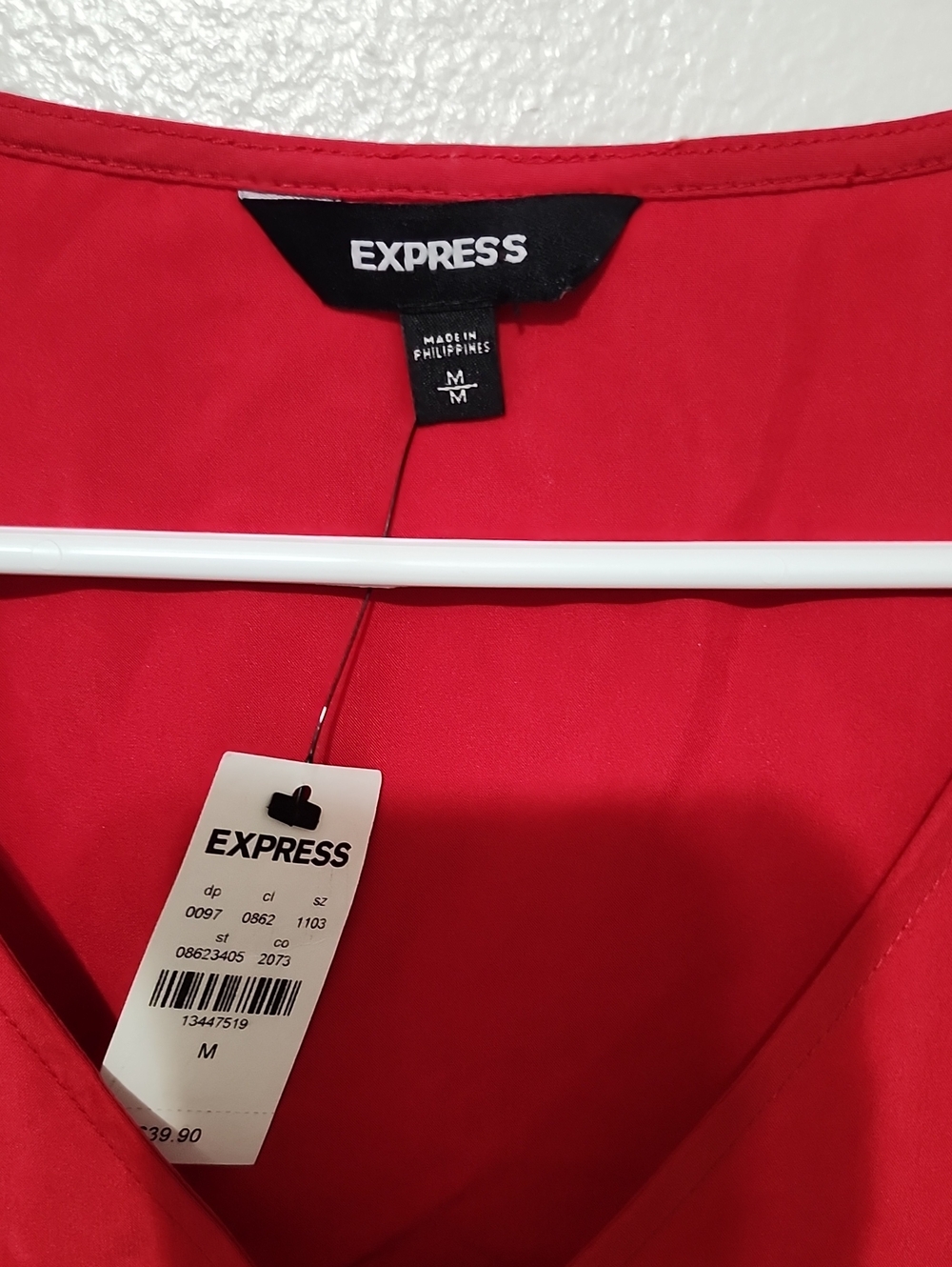 Express Red V-Neck Top with Gold Zip - Picture 3 of 3